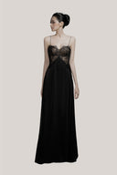 Black Fleur Lace Long Dress Side Sklit for women, from DORO, The Viet Concept