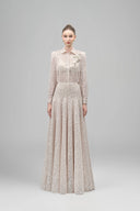 Cream Luminara Straight Collared Neck Lace Shirt for women, from Maison Des Copains, The Viet Concept