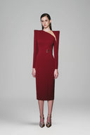 Malicen Sheath Square Shoulder Cotton Midi Dress for women, from White Plan, The Viet Concept