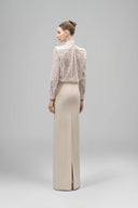 Cream Vionne Straight Bead Crepe Floor Length Skirt for women, from Maison Des Copains, The Viet Concept