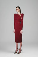 Malicen Sheath Square Shoulder Cotton Midi Dress for women, from White Plan, The Viet Concept