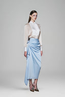 Silven Straight Cuff Sleeved Silk Blend Shirt for women, from White Plan, The Viet Concept