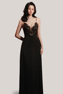 Black Mer Honeycomb-Structured Nightgown for women, from DORO, The Viet Concept