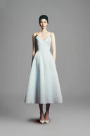 Plumeria A-line Spaghetti Strap Jacquard Midi Dress for women, from Maison Des Copains, The Viet Concept