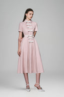 Asowa A-line Bow Cotton Midi Dress for women, from White Plan, The Viet Concept