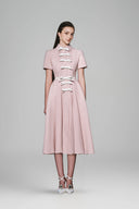 Asowa A-line Bow Cotton Midi Dress for women, from White Plan, The Viet Concept