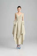 Chandler Asymmetric V-Neck Polyester Ankle Length Dress for women, from Maison Des Copains, The Viet Concept