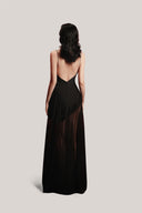 Black Eau De Mer Silk & Mesh Nightgown for women, from DORO, The Viet Concept