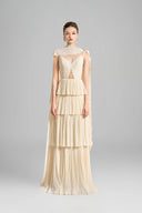 Macias Sheath Back Slit Faux Fur Floor Length Dress for women, from Maison Des Copains, The Viet Concept