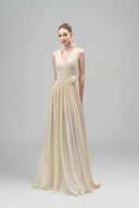 Cream Nasir Gathered Scoop Neck Tencel Floor Length Dress for women, from Maison Des Copains, The Viet Concept