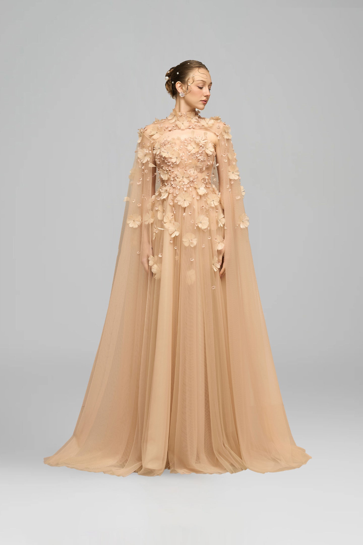 21SIX • Rumram Tulle Flower Gown & Kamilia Crystal Cape Set – The