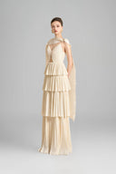 Macias Sheath Back Slit Faux Fur Floor Length Dress for women, from Maison Des Copains, The Viet Concept