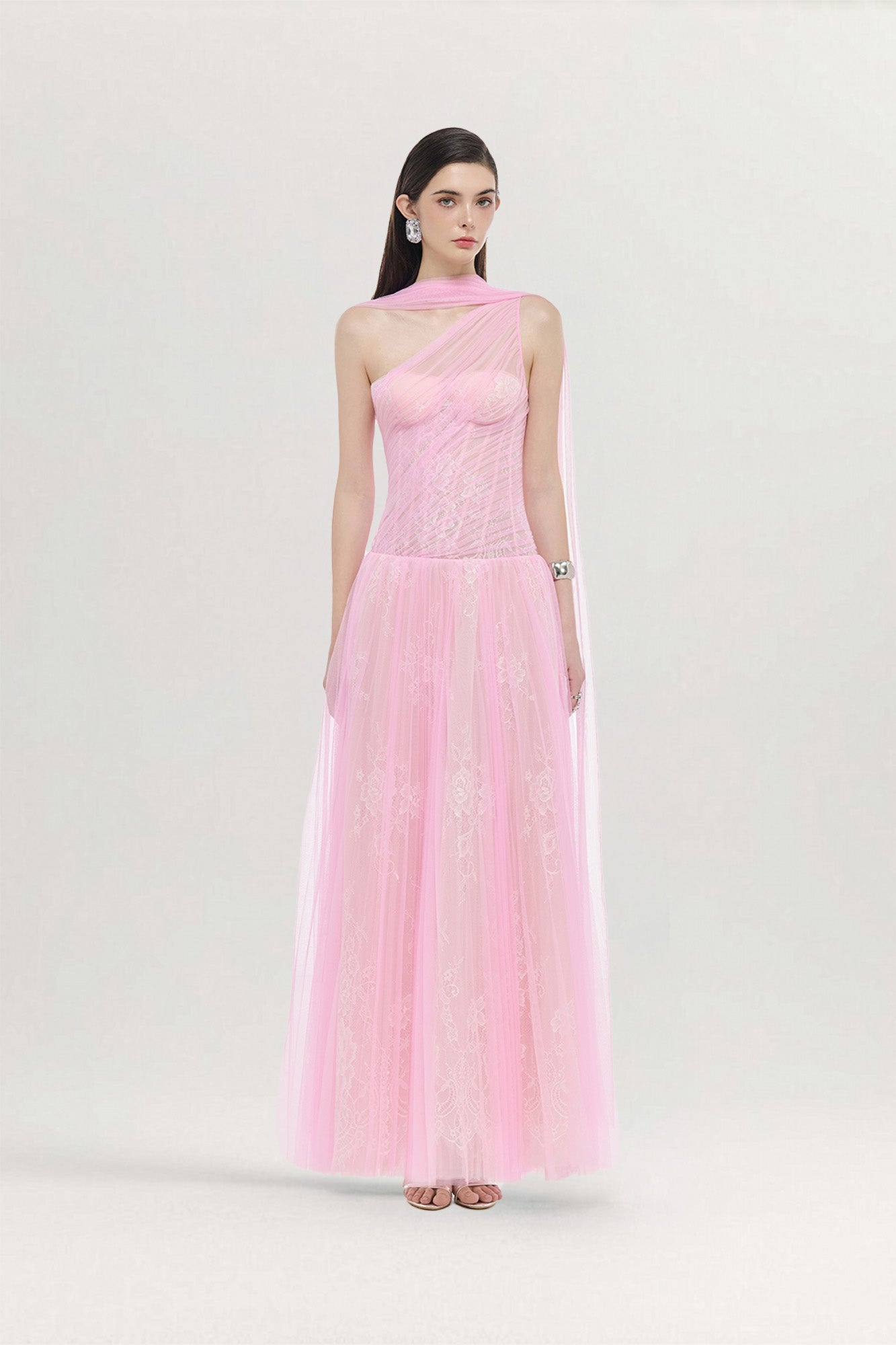 josephine maxi dress blush JOSÉPHINE • Mila Draped Cape Gown Pink / L R03-26-AUG Sous Vide DRESSING EXPERIMENT Kyla is 59.5 and Color:Rose Garden