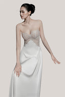 White Fleur Lace Long Dress Side Sklit for women, from DORO, The Viet Concept