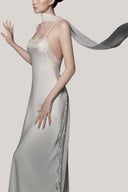 White Gianna Lace-Trim Square Neck Long Nightgown for women, from DORO, the Viet Concept