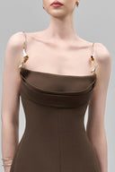 Lirien A-line Cowl Neck Crepe Floor Length Dress for women, from Maison Des Copains, The Viet Concept