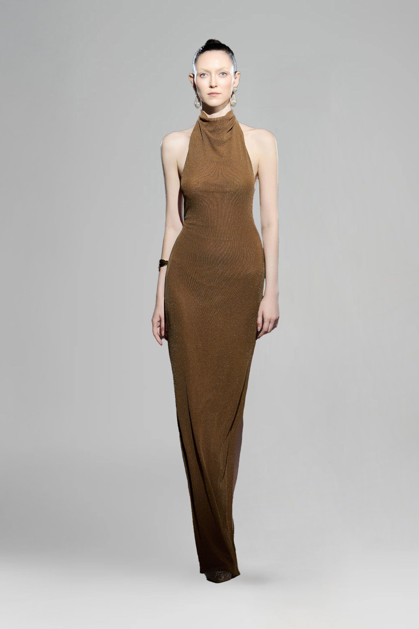 PHAM STUDIO • Choco Sparkling Mesh Maxi Dress – The Viet Concept