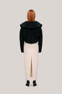 Black Mac Lam Cropped Plunge Neck Ribbed Velvet Jacket for women, from TINH, The Viet Concept
