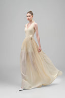 Cream Nasir Gathered Scoop Neck Tencel Floor Length Dress for women, from Maison Des Copains, The Viet Concept