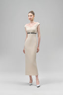 Ismera Sheath Off-Shoulder Crepe Calf Length Dress for women, from Maison Des Copains, The Viet Concept