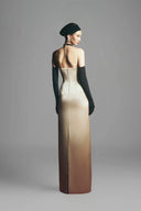 Bautista Sheath Criss Cross Neck Satin Floor Length Dress for women, from Maison Des Copains, The Viet Concept