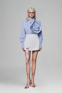 Blue Shift-Collar Stripe Shirt for women, from Keira Tong, The Viet Concept