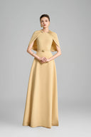 Jasmine A-line Cape Sleeved Polyester Floor Length Dress for women, from Maison Des Copains, The Viet Concept