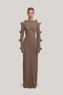 Gold Shimmer Corset Midi Dress for women, from MUST HAVE, The Viet Concept