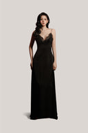 Black Pura Embroidered Bust With Lace Nightgown for women, from DORO, The Viet Concept