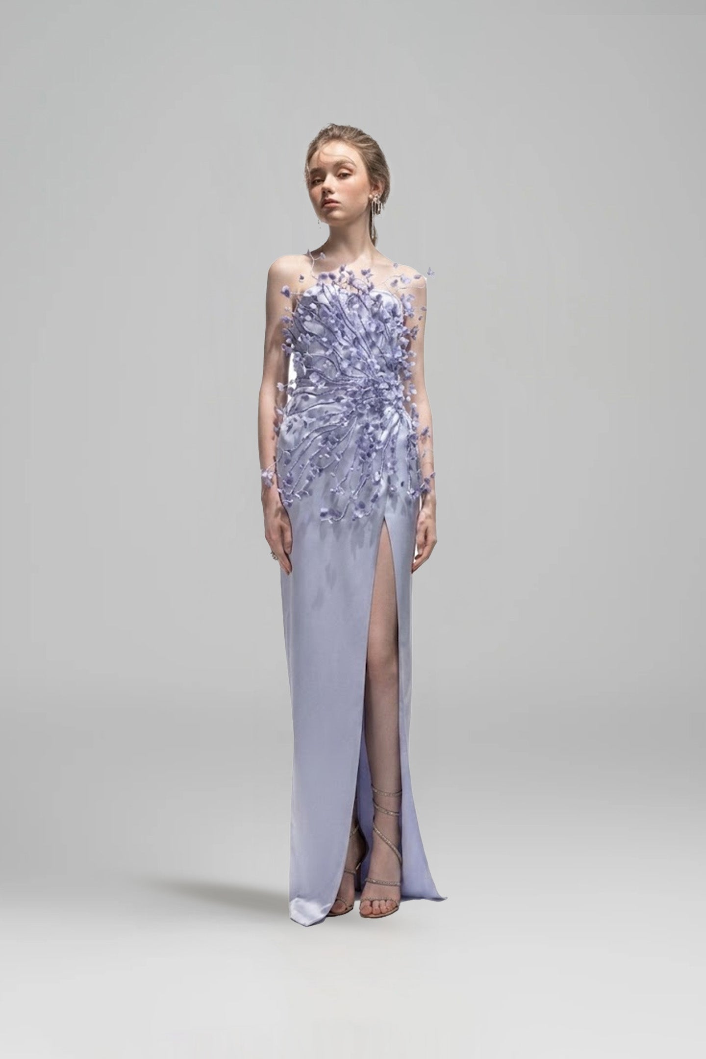 21SIX • Connie Floral Silk Satin Corset Evening Gown – The Viet