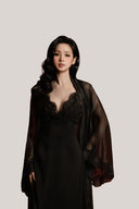 Black Chiara Sheer Silk Robe for women, from DORO, The Viet Concept