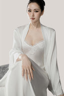 White Amelie Long Robe Lace Back for women, from DORO, The Viet Concept