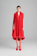 Carnation Asymmetric V-Neck Chiffon Midi Dress for women, from Maison Des Copains, The Viet Concept