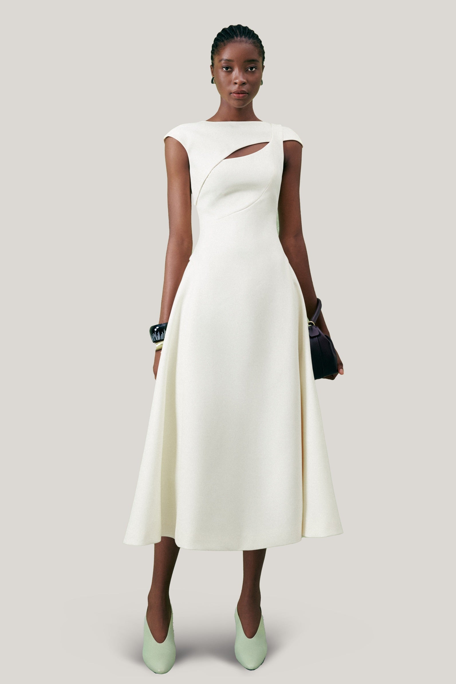 LECIA White Hollyhock A-line Cut-Out Crepe Midi Dress LECIA White Hollyhock A-line Cut-Out Crepe Midi Dress