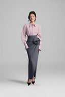 KEIRA TONG • Twisted Floral Draped Kate Silk Pencil Maxi Skirt