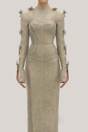 MUST HAVE • Gold Shimmer Corset Midi Dress