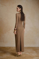 Noir Round Neck Ruffle Maxi Dress for women, from ARTI APPAREL, The Viet Concept 