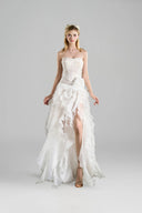 Ivory Cascade Asymmetric High-Low White Dress for women, from MADDY HATES ROSE, The Viet Concept