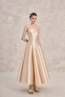 LINH PHUNG • Helia Crystal Embellished Strapless Taffeta Midi Dress