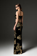Noir Gold Rose Velvet Column Skirt for women, from IHF STUDIO, The Viet Concept