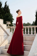 TRACY COUTURE • Sheer Shoulder 3D Crystal Embellished Flap Velvet Gown