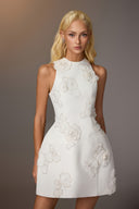 3D Floral Appliqué Sculpted Mini Dress for women, from KEIRA TONG, The Viet Concept 