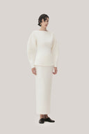 White Tam Hourglass Boat Neck Tweed Top for women, from TINH, The Viet Concept 