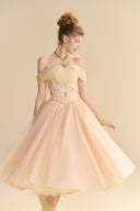 LINH PHUNG • Solea Crystal Pearl Off-Shoulder A-Line Midi Dress