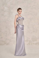 LINH PHUNG • Valencia Draped Silk Halter Corset Evening Gown