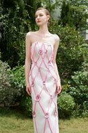 Strapless Bustier Orange Column Evening Gown With Crystal Cape for women, from IHF ATELIER, The Viet Concept