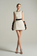 Élancia White Taffeta Puff Hip Mini Dress With Crystal Bow for women, from IHF STUDIO, The Viet Concept 
