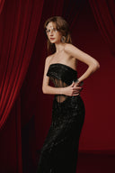 Natasha Beaded Glitter Tulle Strapless Column Gown for women, from JOSEPHINE, The Viet Concept
