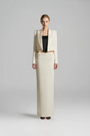 Celestia Ivory Silk Taffeta Cropped Blazer for women, from IHF STUDIO, The Viet Concept 