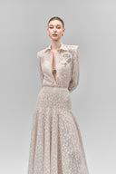 Cream Luminara Straight Collared Neck Lace Shirt for women, from Maison Des Copains, The Viet Concept 